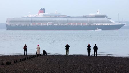 Cunard's Queen Elizabeth sailing up Southampton Water. Photo Malcolm Nethersole