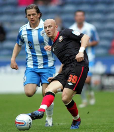 Richard Chaplow on the ball for Southampton against Huddersfield
