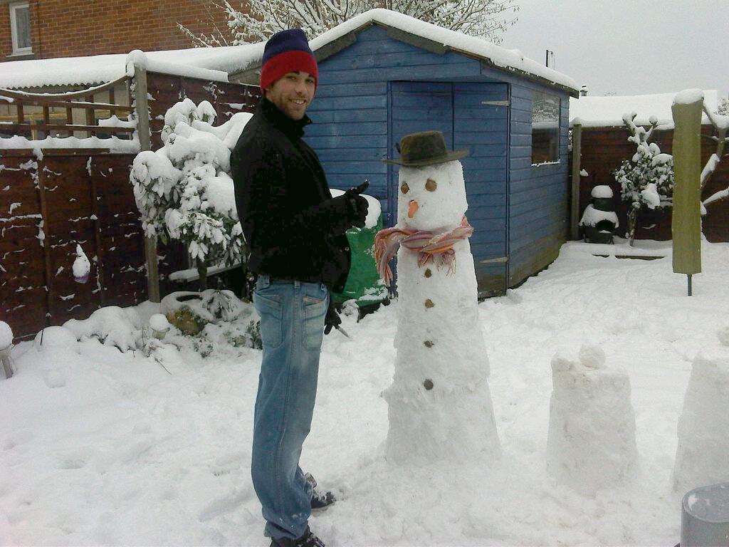 Echo reader Adam Mallett and his snowman.