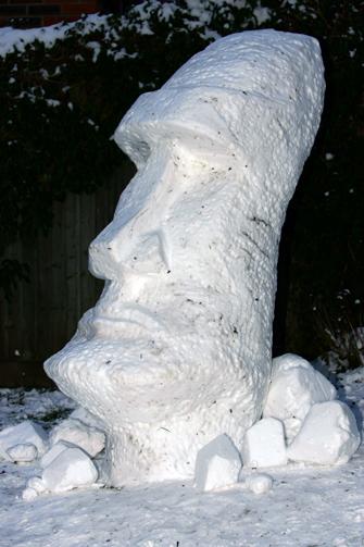 Snow man from Easter Island. By Echo reader Elliot Burgess.