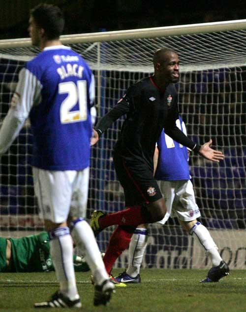 Guly Do Prado celebrates his goal. A selection of images from Saints' 6-0 romp against Oldham at Boundary Park.