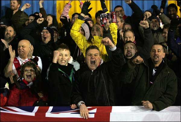 Saints fans celebrate victory.A selection of images from Exeter v Saints game at St James's Park.