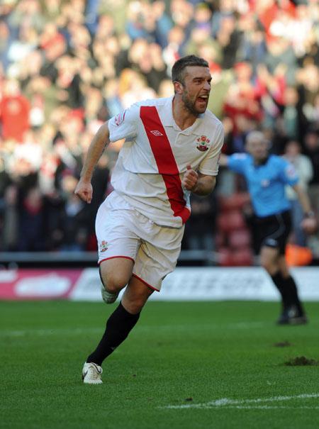 Rickie Lambert celebrates. Photos from the League One match between Southampton and Swindon at St. Mary's on Saturday,. February 26, 2011.
