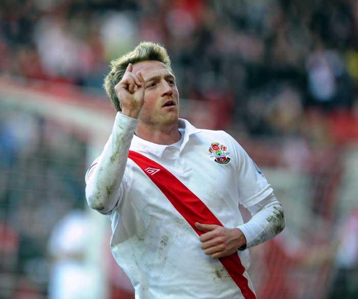 Lee Barnard completes the scoring for Saints. Photos from the League One match between Southampton and Swindon at St. Mary's on Saturday,. February 26, 2011.
