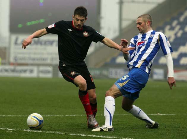 Saints' Adam Lallana on the ball against Colchester United.