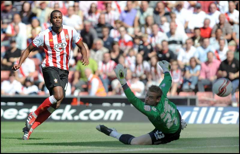 Guly Do Prado scores the winner for Saints. Photos from Saints Championship match against Millwall on Saturday, August 20, 2011