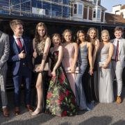 Thornden School pupils arrive at the Guildhall in WInchester for their school prom..