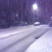 The snowy scene in Deacon Road Sholing