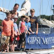 Children visit Gipsy Moth IV at Buckler's Hard.