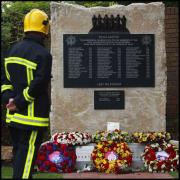 The tribute to firefighters with the names of Alan Bannon and James Shears added