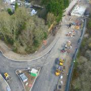 Work on installing the new A35 bridge at Holmsley in the New Forest. Picture: Knights Brown