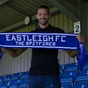 Aaron Martin is unveiled at the Silverlake Stadium after joining Eastleigh FC (Pic: Tom Mulholland / Eastleigh FC)
