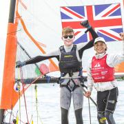 Santi Sesto Cosby (right) and Leo Wilkinson. Picture by Sailing Energy/World Sailing