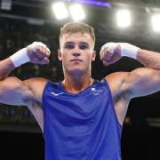 Wales' Taylor Bevan celebrates victory over Jamaica's Jerone Ennis in the Mens Over 75kg-80kg (Light Heavyweight) - Quarter-Final 4 at The NEC on day six of the 2022 Commonwealth Games in Birmingham. Picture: PA Images