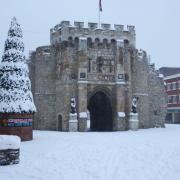 Southampton's Bargate in the snow