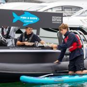 A floating fish and chip shop takes to the water. Picture: Southampton International Boat Show.
