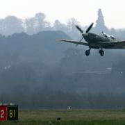 The Spitfire landing at Southampton Airport today.