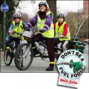 WHEEL GO FAR: Lyn Brayshaw and children Lauren, 10, and Sam, 8, have embraced cycling.  	Echo picture by Paul Collins Order no: 12103509