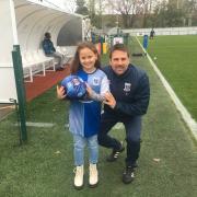 Zlata Makedonska pictured with AFC Totton manager Jimmy Ball
