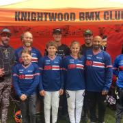 Members of Knightwood BMX Club are off to the World Championships. Back -Ricardo, Matt, Keith, Mario, Front - Amelie, Logan, Isla, Abdul and Bethan