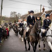 Riders setting off on the Meonstoke Boxing Day Hunt