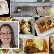 Food at the school with inset of Cllr Sally Goodfellow