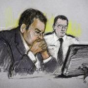 A court artist sketch during the trial of Vincent Tabak (left), who is charged with the murder of Joanna Yeates