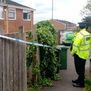 Police outside of the home on Ridgeway Close on Tuesday