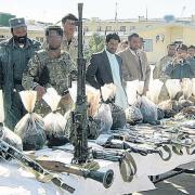 The drugs and arms seized by the Hampshire Tigers in Helmand Province