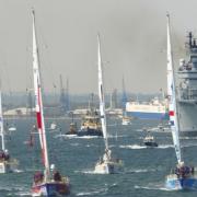 The Clipper yachts leaving Southampton