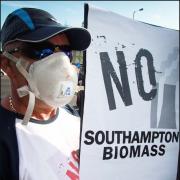 A biomass protester in Southampton