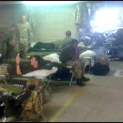 1st Battalion, Princess of Wales's Royal Regiment (1PWRR) soldiers guarding the Olympics sleep in a car park