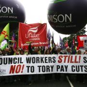 Unions protest at council cuts last year