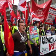 Council workers protest over cuts.
