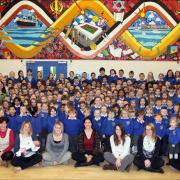 WELL DONE: Pupils and staff at Sinclair Primary and Nursery School