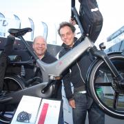 Robin Cairnes (left) and Jon Bagge from Landau UK with their new GoCycle! that they launched at the show.