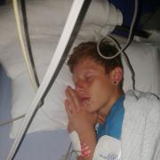Connor Holloway pictured in hospital.
