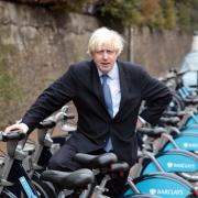Boris Johnson with some of the bikes from the London scheme
