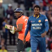 Michael Carberry looks on as he is about to be caught for seven runs last night