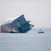 The Hoegh Osaka stranded in the Solent