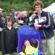 My sons, Leo, Ross and Micah, enduring the rain at Battersea Park.