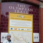 Stood at the start of the Olympian Way in rainy Much Wenlock