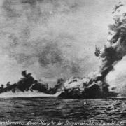 A German Postcard depicting the explosion of the British battle cruiser HMS Queen Mary during the Battle of Jutland on 31 May 1916