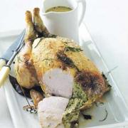 ROAST CHICKEN WITH STUFFING AND GRAVY