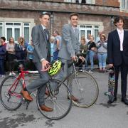 PHOTOS: Students arrive on pushbikes and a skateboard at Priestlands prom