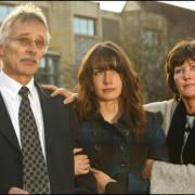 Trevor and Hilary Foster with daughter Sarah outside Winchester Crown Court today.