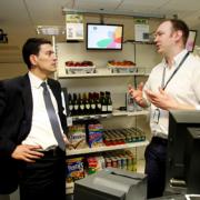 TOUR: Mr Miliband with IBM’s Jamie Cuffrey. Echo picture by Joanna Mann. Order no 8111682
