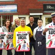 JOINING CAMPAIGN: Butcher Mike Barrett with fellow traders in West Wellow. Echo picture by Paul Collins. Order no: 8302600