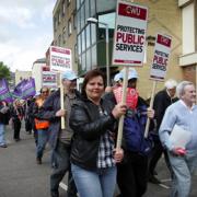 PROTEST MARCH: Royal Mail workers rally through Southampton.