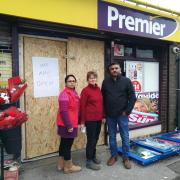 Neha Patel, Clare Smith-May and Siddarth Patel at the Premier store in Viney Avenue in Romsey